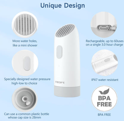 Insolife Portable Travel Bidet Electric, Portable Bidet Sprayer for Hygiene Cleaning, Postpartum & Baby Care, Hemorrhoid Treatment, Portable Bidet with 400 ml Bottle