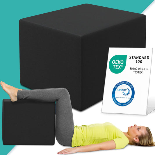 ELONEO lumbar disc cushion, elevation cushion for step positioning, step bed with cover, fitness cushion, foam, 40 x 50 x 50 cm