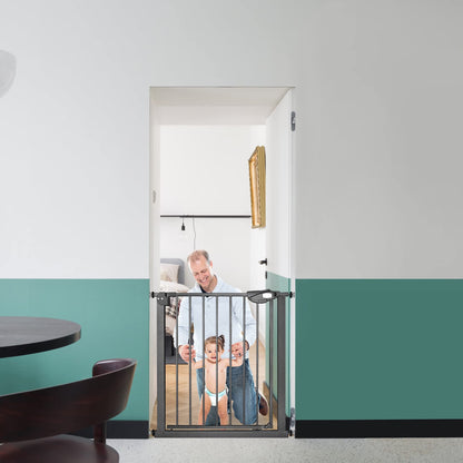 JOIEYOU stair gate without drilling, 75-85 cm door gate for stairs for children and pets, one-handed opening, black