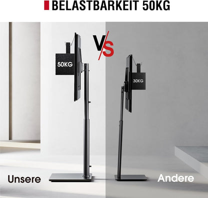 AOKCOS TV stand floor stand Height 1.6m for 43-75 85 inch TVs, Tilt Swivel Height Adjustable TV stand, Universal TV stand feet base Max VESA 600x400mm 50KG (Black)