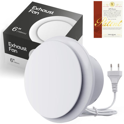 SBONNI Bathroom Fan 150mm - Quiet exhaust fan for bathroom - 310m³/h ventilation fan, exhaust fan with delay for bathroom, toilet, kitchen, greenhouse, and garage (1m EU power cord)