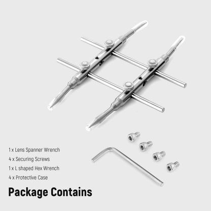 NEEWER Stainless Steel Lens Spanner Wrench, Professional Curved Double-Ended Point/Flat Tool for Removing Lenses with 4 Screws, Lens Repair Opening Key for DSLR Camera Telescope Lens