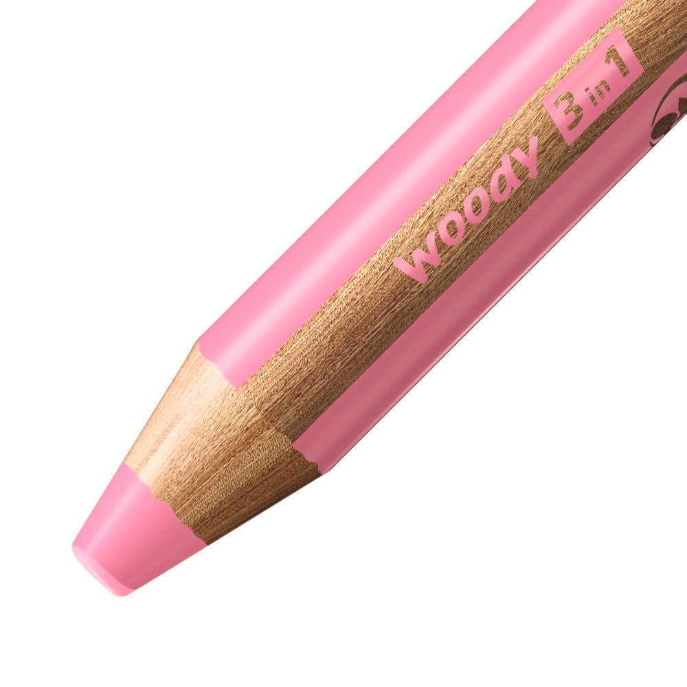 STABILO - Colored pencil, watercolor & wax crayon - woody 3 in 1 - Birthday Edition - 10 pack with sharpener - 10 colors