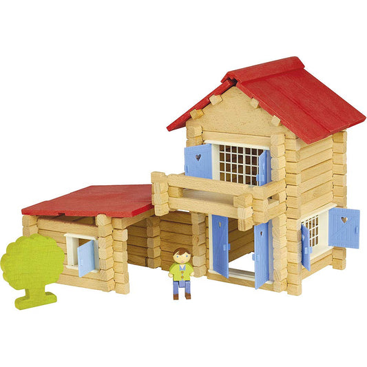 JEUJURA The wooden house - 140 pieces - Construction game in a carrying case - for ages 5 and up - Agility - Creativity - Handling - Catalog included - 8033