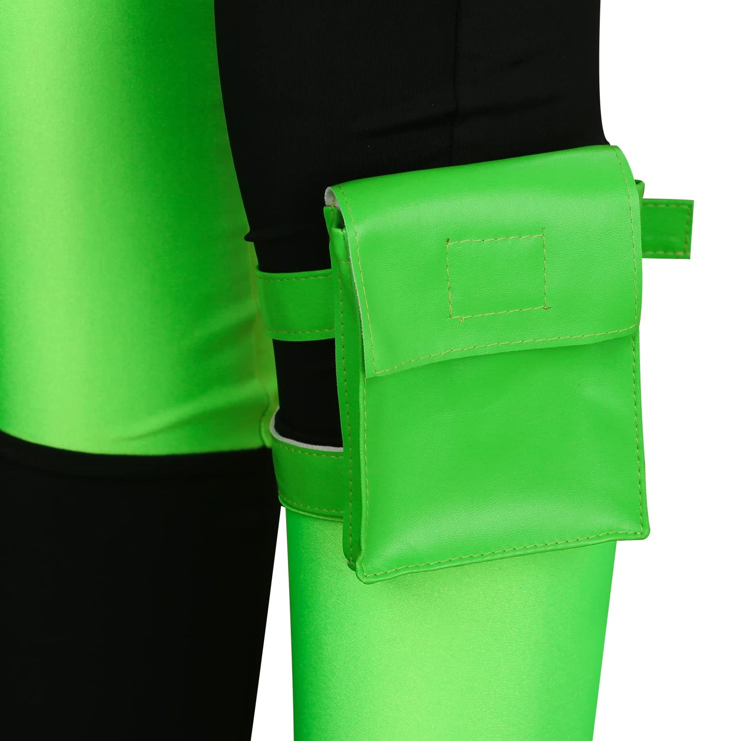Funhoo Women's Shego Cosplay Costume Bodysuit Jumpsuit with Gloves Leg Bag Green and Black Women's Outfit for Halloween Party Carnival.