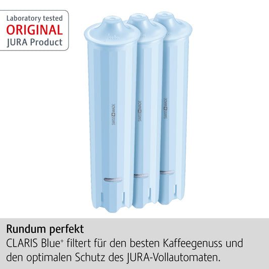 JURA original - CLARIS Blue+ Filter Cartridge with added hygiene - TÜV-certified hygiene - 3-pack - 24231