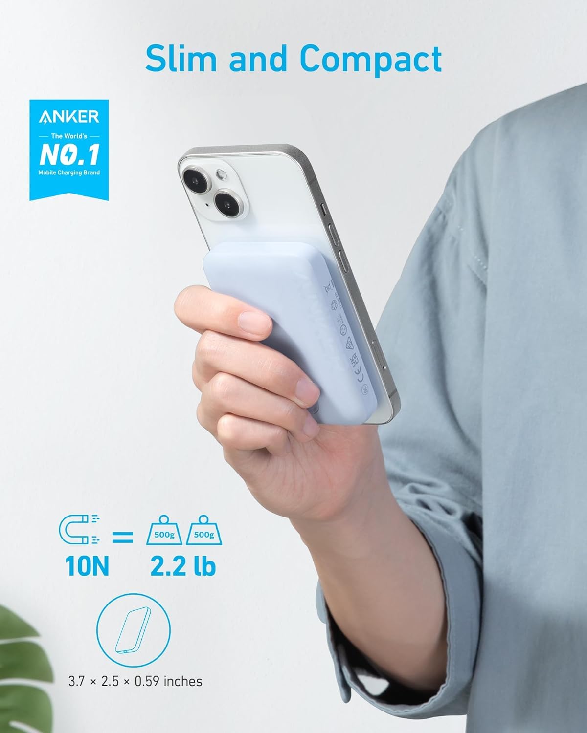 Anchor 321 Magnetic Battery (PowerCore Magnetic 5K) 5000mAh Magnetic Wireless Power Bank, Compatible with iPhone 14/14 Pro/14 Plus/14 Pro Max, iPhone 13, and 12