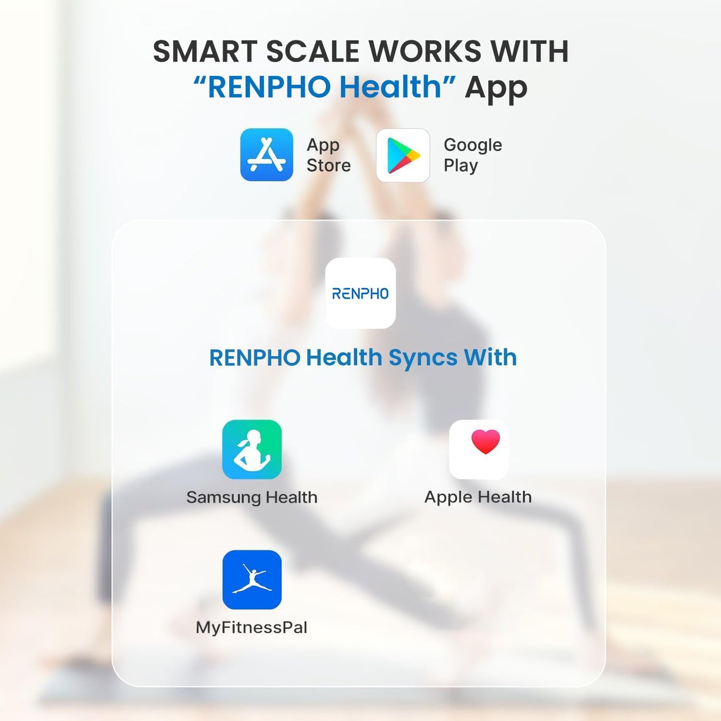 RENPHO Body Fat Scale Smart, Rechargeable Digital USB-C Bathroom Scale with Body Fat Analysis App, 180 kg, Black