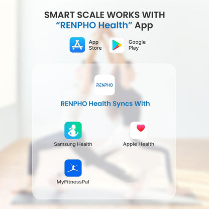 RENPHO Body Fat Scale Smart, Rechargeable Digital USB-C Bathroom Scale with Body Fat Analysis App, 180 kg, Black