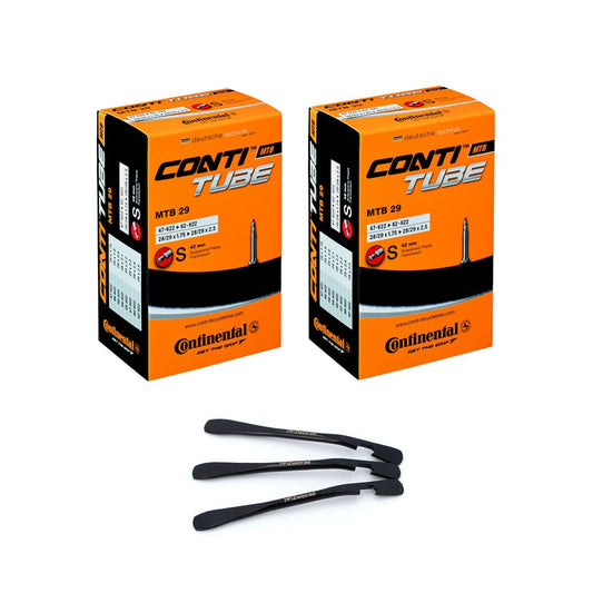 2-pack Continental bicycle inner tube Conti Tube MTB 29" (47/62-622) SV including 3 MSZweirad tire levers.