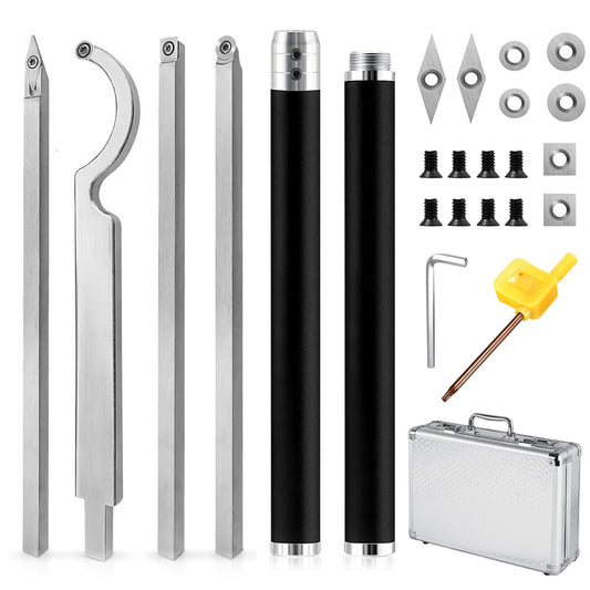25 pieces woodturning tools accessory set, woodturning tool carbide, woodturning knife set consisting of swan neck knife/square knife/diamond knife/round turning tool, turning chisel