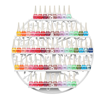 FullBerg 5-Tier Metal Nail Polish Shelf Nail Polish Storage, Nail Polish Wall Shelf Round, Essential Oils Organizer Aromatherapy Shelf Lipstick Stand Display Rack Storage for Women White