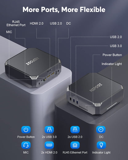 NiPoGi AK2 Plus Mini PC, Ιntel Alder Lake-N100 (up to 3.40 GHz, TDP 6 W), 16GB DDR4 512GB M.2 SSD Mini Desktop Computer, 2X HDMI, 4K UHD Dual Display Micro PC with VESA/RJ45/Dual WiFi