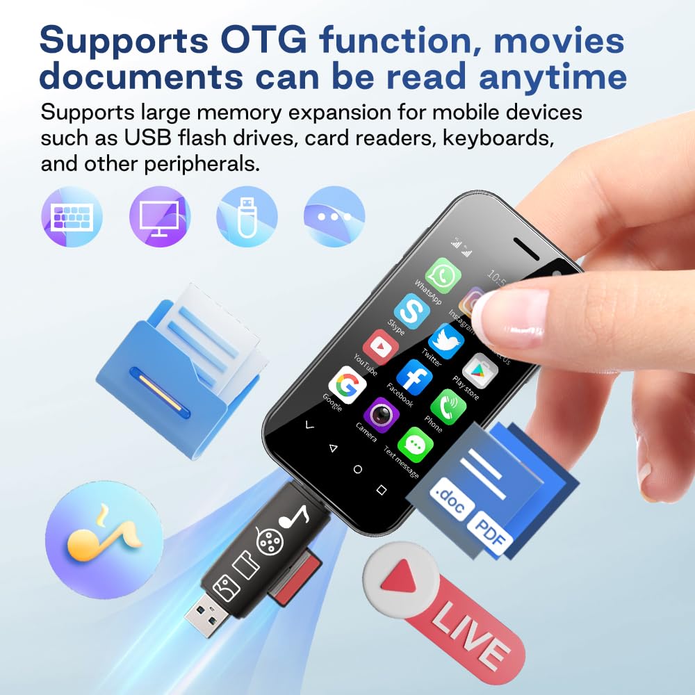 ZOKOE Mini mobile smartphone for kids 3-inch screen 2000mAh 3GB RAM 64GB ROM 2.0+5.0MP Face unlock 4G no contract phone (Black)