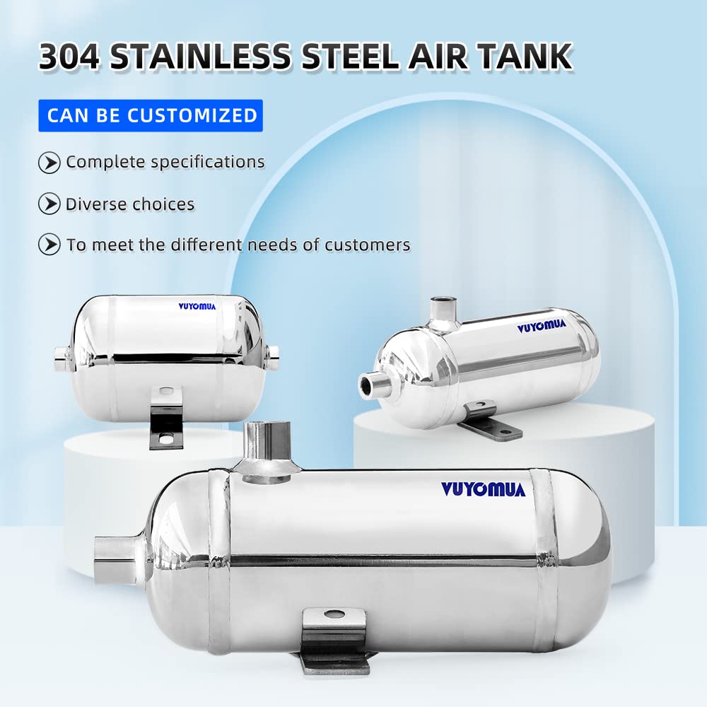 VUYOMUA 304 Stainless Steel High Pressure Mini Small Portable Air Tank Air Reservoir Water Storage Tank (0.3L-SG)
