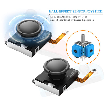 GuliKit Joycon Hall Effect Sensor Joystick 4 Pack, No Drift Joy Con Controller for Switch/OLED/Lite, Low-Power Left/Right Joystick with Repair Tool