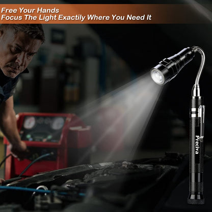 Preciva 5-piece magnetic telescopic retrieval tool set with 15 pound and 1 pound retrieval rods, round and square 360-degree rotating adjustable inspection mirror, and telescoping rod.