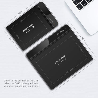 XP-PEN G640 graphic tablet 6 x 4 inches pen tablet for drawing with 20 replacement nibs OSU game pen tablet.