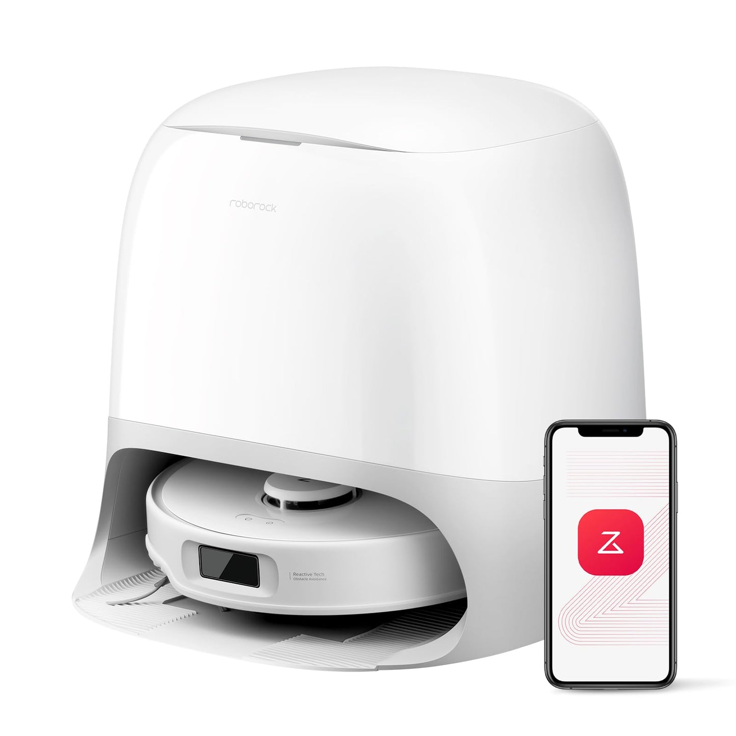 roborock Qrevo Curv S5X robotic vacuum cleaner with mopping function, emptying station, Dual Anti-Tangle-System, 18,500 Pa suction power, 75°C hot water mopping, Intelligent dirt detection, All-in-One Dock (White)