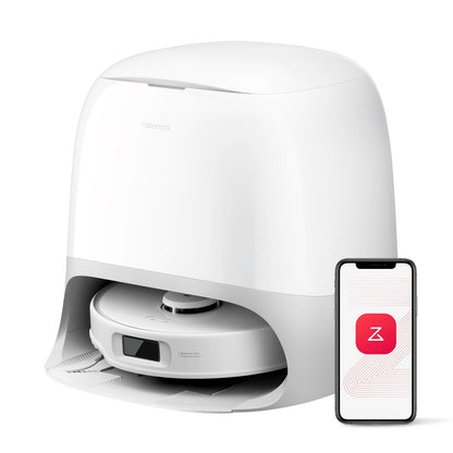 roborock Qrevo Curv S5X robotic vacuum cleaner with mopping function, emptying station, Dual Anti-Tangle-System, 18,500 Pa suction power, 75°C hot water mopping, Intelligent dirt detection, All-in-One Dock (White)