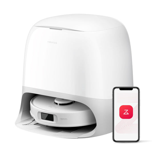roborock Qrevo Curv S5X robotic vacuum cleaner with mopping function, emptying station, Dual Anti-Tangle-System, 18,500 Pa suction power, 75°C hot water mopping, Intelligent dirt detection, All-in-One Dock (White)