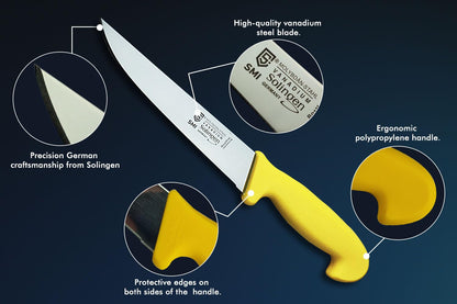 SMI 5 piece kitchen knife set Solingen Butcher knife Chef knife Butcher knife Boning knife Slaughtering knife premium quality German Molybdenum steel 1.4116 Solingen/GERMANY
