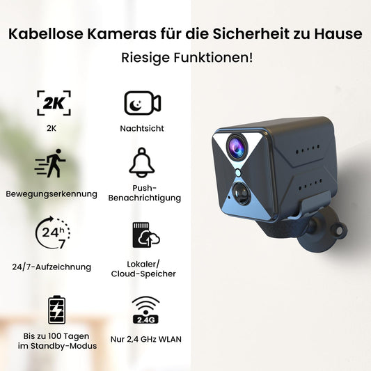 aidowocam Mini Camera Full HD Surveillance Camera Indoor Security Camera Live Transmission Mobile APP 60 Days Long Standby Battery WiFi Camera with Motion Detector Night Vision for Home Security