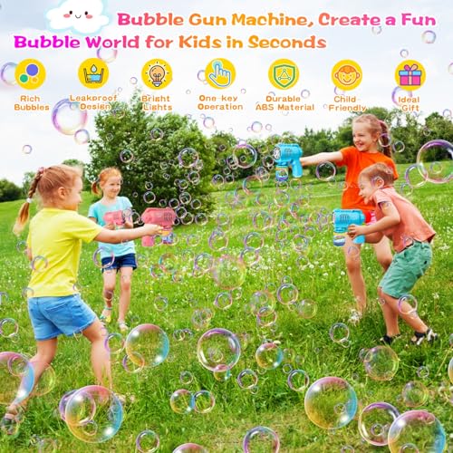 Bombble Automatic Bubble Gun, Bubble Machine for Kids 10000 Bubbles/Minute with 130ML Bubble Solution, Bubble Toy Gift for Children/Birthday/Party (2026-6)