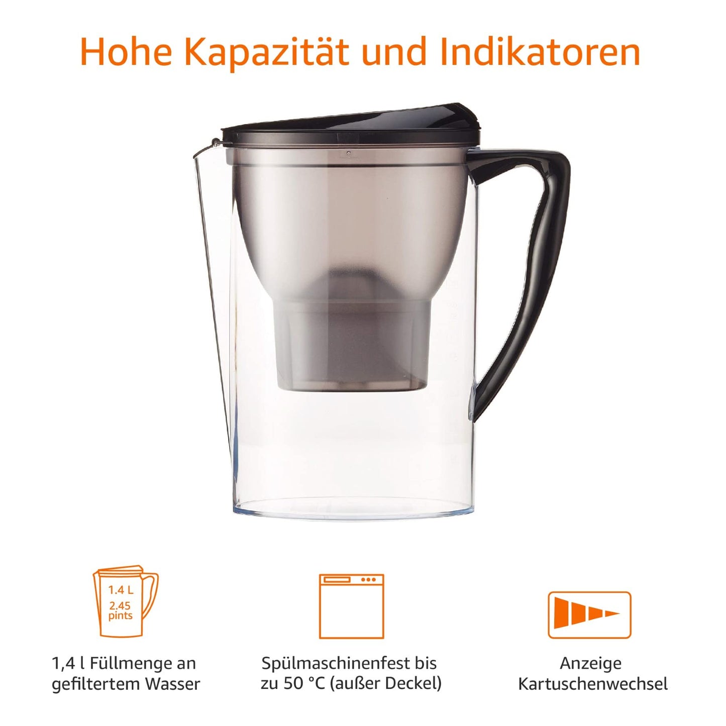 Amazon Basics Water Filter 2.3 Liters - Black