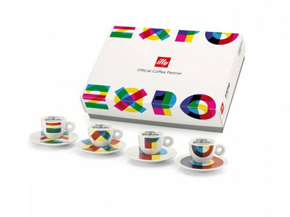 Illy espresso cups Cappuccino Decorate Expo Milano 2015, ceramic, multicolor, set of 4