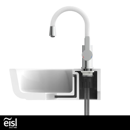 EISL Basin Mixer FLEXO, flexible spout in white, bathroom faucet, adjustable tap for bathroom, NI075FLCRW