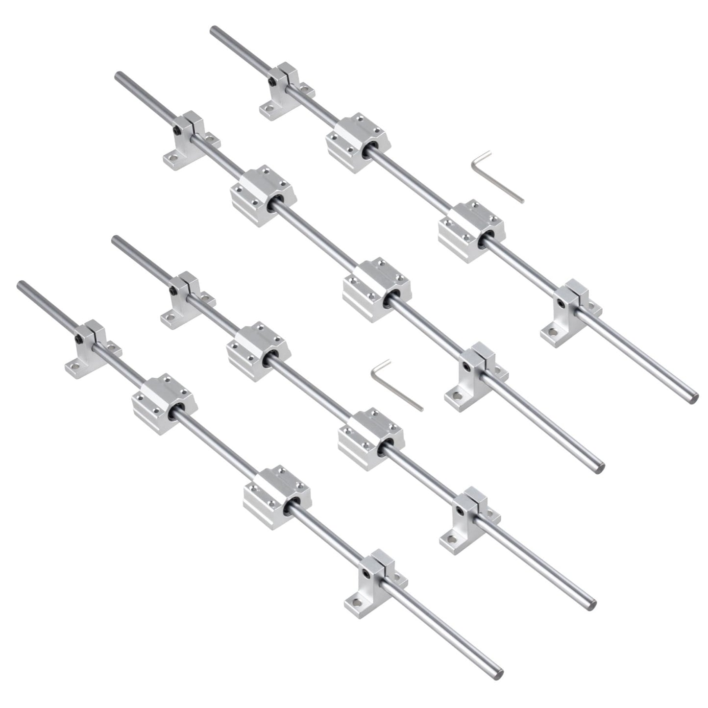 CNCMANS 4pcs 500mm Linear Shaft Ø8mm Linear Rail 500mm Linear Guides Precision Shaft with 8pcs SK8 Horizontal Bracket and 8pcs SCS8UU Linear Bearing Block for 3D Printer