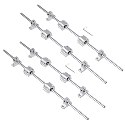 CNCMANS 4pcs 500mm Linear Shaft Ø8mm Linear Rail 500mm Linear Guides Precision Shaft with 8pcs SK8 Horizontal Bracket and 8pcs SCS8UU Linear Bearing Block for 3D Printer