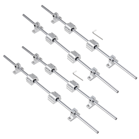 CNCMANS 4pcs 500mm Linear Shaft Ø8mm Linear Rail 500mm Linear Guides Precision Shaft with 8pcs SK8 Horizontal Bracket and 8pcs SCS8UU Linear Bearing Block for 3D Printer