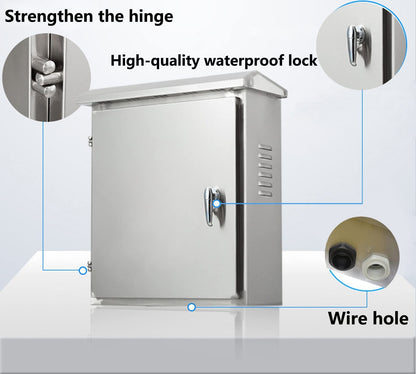 AXOTEN 304 Stainless Steel Control Cabinet Distribution Box 40X30X14CM Outdoor Waterproof, Wall Mounted Electrical Distributor