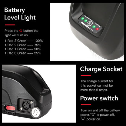 SEASON 36V 48V 52V Ebike Battery Hailong 13-20Ah Ebike Battery fits Electric Bike 1000W / 750W / 500W, Lithium-Ion Battery 4-Pins with Charger.