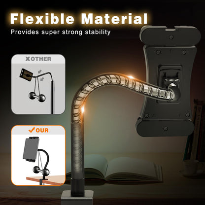 JUBORUI Tablet Stand Table, iPad Stand Table with Metal Swivel Arms, 360° Rotatable Tablet Stand, Tablet Stand for iPad mini, all 4.7-13.5 inch Tablets