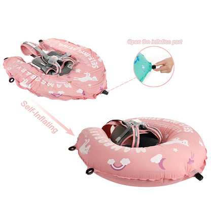 HECCEI Baby Swim Ring, Mambobaby Automatic Inflatable Baby Swim Aid Swim Ring Compact Foldable Design Swim Ring Perfect Swim Trainer for Children 3 to 24 Months