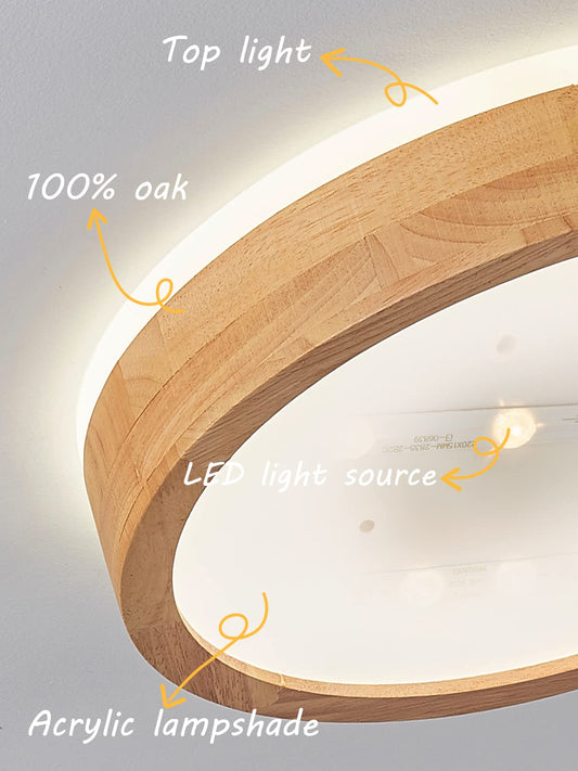 Bearolc LED Ceiling Light Wood, 360° Glow Φ30cm Ceiling Lamp Living Room, 24W 4500K Neutral White Ceiling Light Round Lamp for Bedroom/Office/Kitchen/Children's Room/Hallway/Balcony