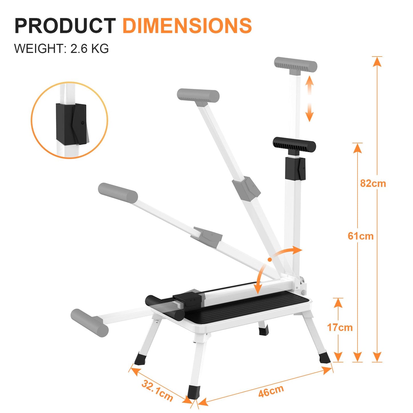 Xtsuen step stool with handle, folding step ladder, one-step ladder with non-slip tread for adults, elderly, and children in kitchen, bathroom, and house, up to 150 kg capacity.