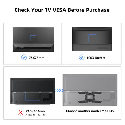 suptek TV wall mount swivel tilt rotation for 15-32 inch flat & curved TVs or monitors, holds up to 13kg. VESA 100x100mm/75x75mm.