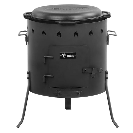 BBQ-Toro cast iron kazan 16 liters with kazan oven Ø 40 cm | XXL cast iron pot with lid, cast iron pot | goulash kettle, fire kettle, outdoor oven | fire stove, one-pot oven, fire pit, utschak