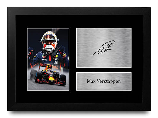 HWC Trading FR A4 Max Verstappen Formula 1 Gifts Printed, Signed Autograph Picture For F1 Formula 1 Racing Fans - A4 Framed
