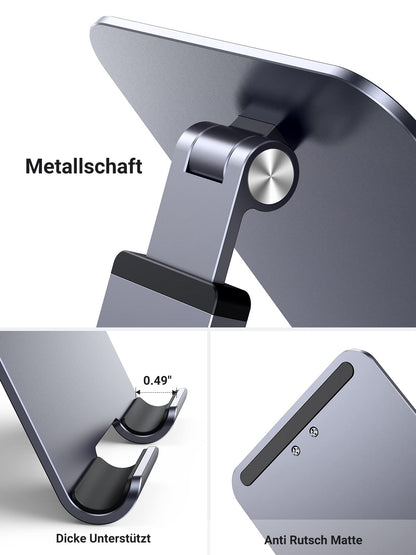 UGREEN Tablet Stand Height Adjustable Holder Aluminum Adjustable Height Holder compatible with iPad Pro Air Mini 11 12.9 Galaxy Tab S9+ Redmi Pad Huawei MatePad iPhone up to 12.9 inches.