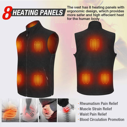 ARRIS Heated Vest for Men, Electric Fleece Heating Vest with 7.4V Battery for Outdoor Camping Hiking Hunting Skiing Adjustable Size