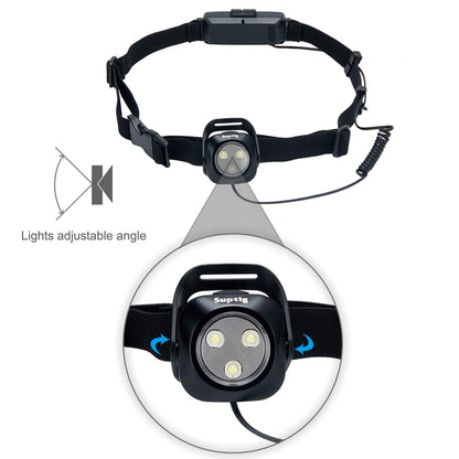 Suptig chest light, waist light, running belt light for camping, hiking, running, jogging, walking, outdoor adventures IP64 waterproof built-in 2600mAh rechargeable lithium battery (black)