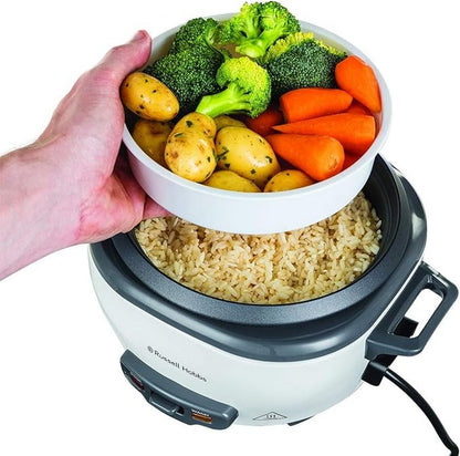 Russell Hobbs rice cooker small [medium] 0.8l (including steamer insert, keep warm function, non-stick cooking pot, rice spoon & measuring cup) slow cooker for vegetables & fish 27030-56