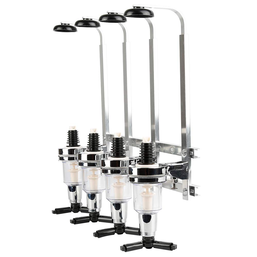 4-Bottle Drink Dispenser Bar Butler Wall Bottle Holder Juice Beverage Dispenser for Cocktails, Bars, and Hospitality Industry, 15oz (4 Bottles)