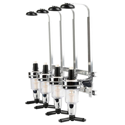 4-Bottle Drink Dispenser Bar Butler Wall Bottle Holder Juice Beverage Dispenser for Cocktails, Bars, and Hospitality Industry, 15oz (4 Bottles)