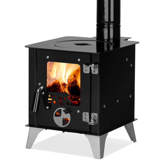 ECOfoxx Outdoor Stove TINY with hotplate, tent stove, patio stove, camping stove, outdoor fireplace, garden stove